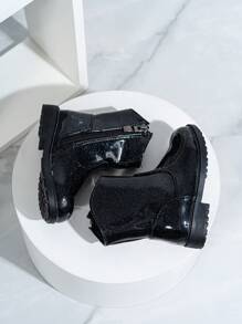 新款秋冬耐用、溫暖舒適平底西式牛仔嬰兒靴，適合各種服裝 - 黑色 - 查看 5