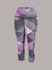 1入組交叉後背無背運動胸圍＆1入組條紋印花運動打底褲，女性網球服裝 - 彩色 - 查看 7