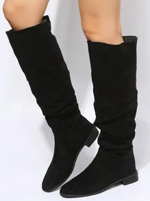 Botas planas simples y elegantes para mujer - Negro - Ver 7