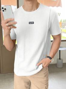 GENTILAND Men Letter Patched Detail Tee