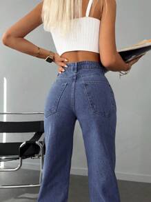 EURMUSE Straight Leg Jeans - Medium Wash - View 3