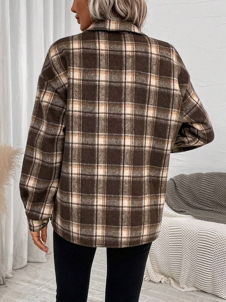 Plaid Print Drop Shoulder Shirt