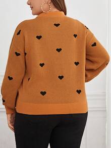 SHEIN LUNE Hơn Hình trái tim Cổ giả Áo len - trái cam - Xem 2