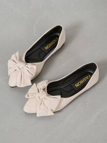 女式時尚大碼蝴蝶結裝飾舒適平底鞋