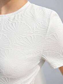 BizChic Chất rắn Vòng cổ Áo thun - trắng - Xem 7