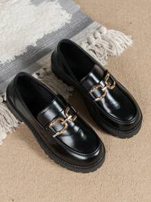 女式透氣軟皮平底鞋女士休閒可愛英倫風格樂福鞋