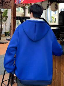 Claim Dot Áo khoác nam có dây rút có mũ trùm đầu - Màu xanh hải quân - Xem 2