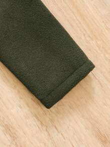 SHEIN Baby Boy Dual Pocket Lapel Neck Coat & Scarf Without Sweater - Khaki - View 6