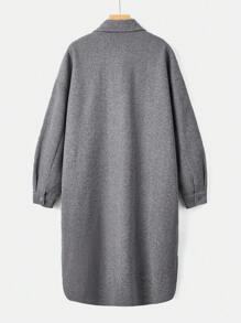 SHEIN EZwear 大碼翻蓋口袋落肩袖花呢外套 - 灰色 - 查看 2