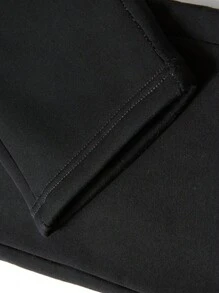 男士纯色抽绳保暖内衬运动裤，适合秋冬穿着 - 黑色 - 查看 3