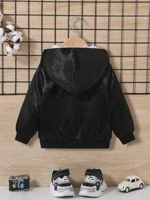 SHEIN Bébé Garçon Veste À Doublure En Tissu Duveteux À Capuche (Sans T-Shirt) - Multicolore - Voir 2