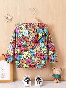 男嬰滿版卡通圖案拉鏈開襟連帽夾克不帶T恤 - 彩色 - 查看 2