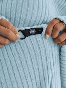 SHEIN 孕婦落肩 T 恤和可調節腰圍褲 - 藍色 - 查看 5