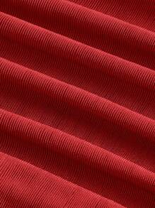 SHEIN MOD Plus Cà vạt xếp nếp hở lưng có tay áo Trumpet - Đỏ - Xem 4