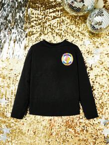 SHEIN X Care Bears 男大童標語和卡通圖案T恤