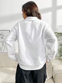 SHEIN Unity Letter Graphic Kangaroo Pocket Drop Shoulder Sweatshirt - White - View 2