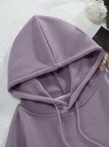 INAWLY 标语蝴蝶印花抽绳保暖连帽衫，自由自在，长袖上衣，毕业季、返校季、毕业季、教师节女士款，返校季套头衫秋季卫衣 - 淡紫色 - 查看 3