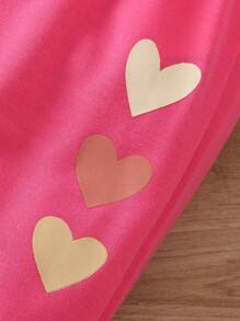 Young Girl Heart Print Sweatshirt & Sweatpants