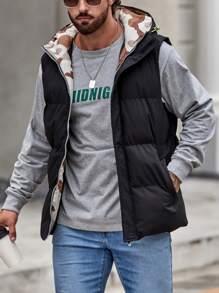 Manfinity Homme Áo khoác có mũ trùm đầu có khóa kéo cho nam - màu đen - Xem 3