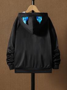 SHEIN 青少年男孩反光3D耳朵设计卫衣 - 彩色 - 查看 2