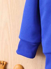 男嬰字母貼布連帽衫和運動褲 - 寶藍色 - 查看 5