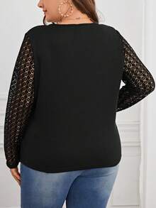 SHEIN LUNE Talla grande Top con encaje en contraste con cremallera media