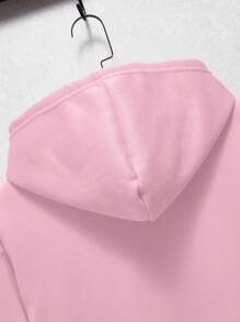 Manfinity Dauomo Men Kangaroo Pocket Drawstring Thermal Lined Hoodie - Pink - View 6