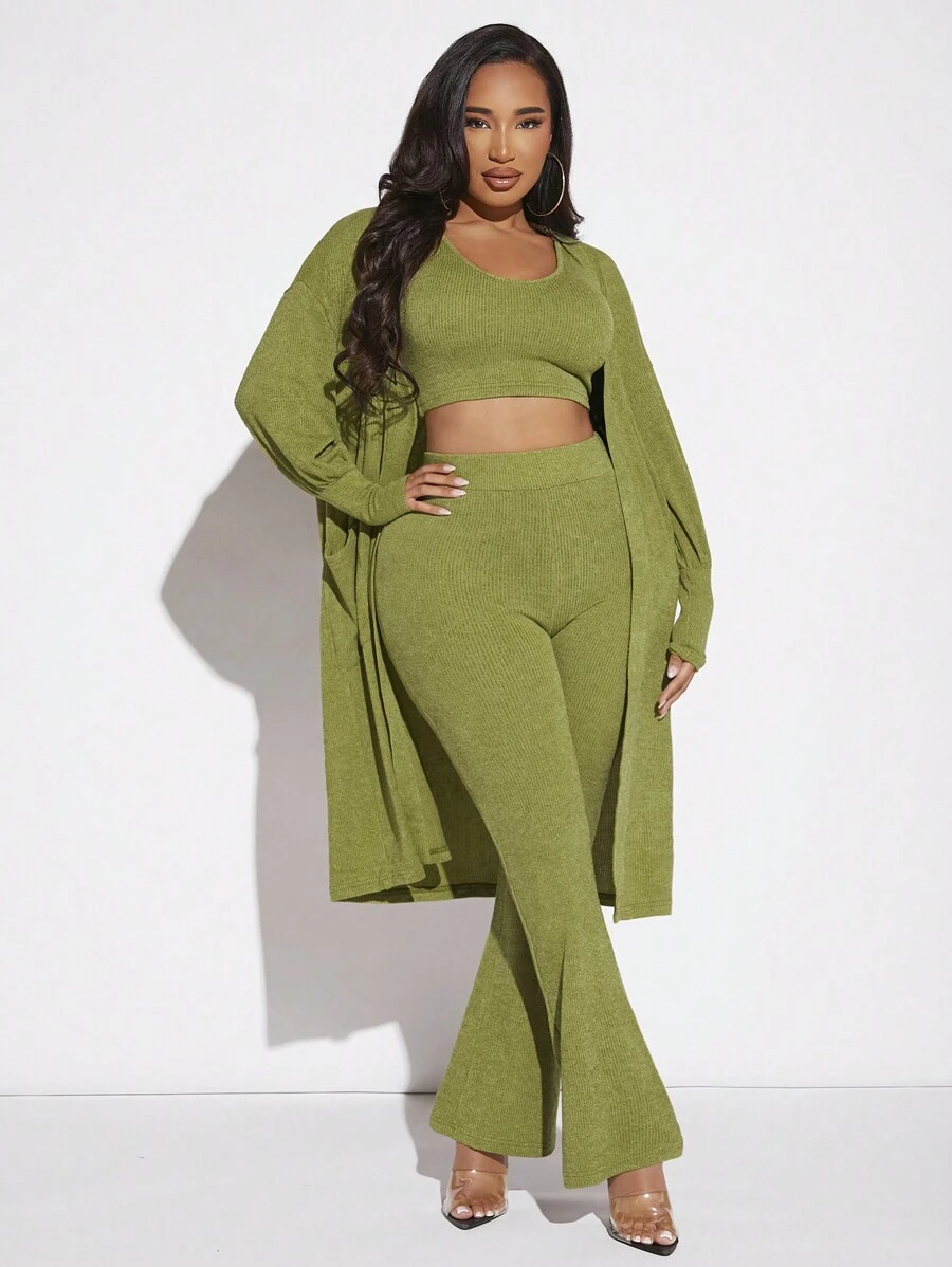 SHEIN SXY Women's Green Three-piece Suit - Green - View 1