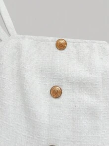 SHEIN MOD Button Front Pleated Hem Cami Dress - White - View 3