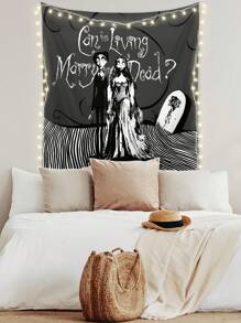 Corpse Bride | ROMWE 1 Miếng Đồ họa chữ và số Tấm thảm , Tối Tấm thảm Áp phích Đồ trang trí treo Đối với Phòng ngủ Thẩm mỹ - Nhiều màu - Xem 5