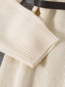 SHEIN Teen Girl Funnel Neck Drop Shoulder Sweater Dress Without Belt - Apricot - View 5