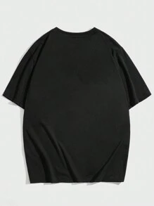 ROMWE MEN Goth Camiseta De Hombre Con Letras Y Gráficos Impresos - Negro - Ver 2