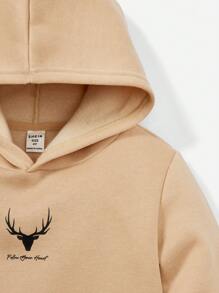 SHEIN Young Boy Slogan Graphic Thermal Sweatshirt - Khaki - View 4