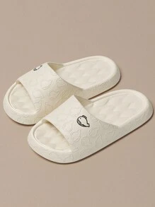 卡通鯨魚圖案女性厚鞋底防滑乙烯-乙酸乙烯共聚物拖鞋適用於家庭和浴室,白色