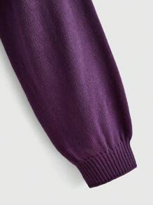 ROMWE Hippie Plus Size Moon & Star Embroidery Cardigan With Drop Shoulder, For Winter - Purple - View 4