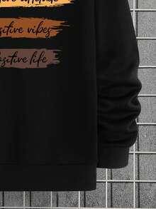 Nam Đồ họa Chữ cái Lót nhiệt Áo nỉ - màu đen - Xem 3