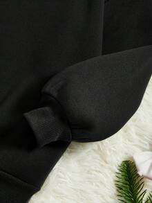 Cô Gái Trẻ In Giáng sinh Thả vai Áo nỉ ấm áp - màu đen - Xem 4