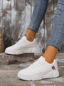 Casual Flat Skateboarding Shoes, Non-slip Women's Sports Shoes - White - View 1