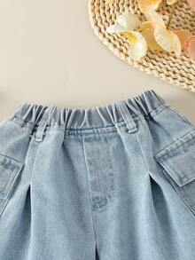 Cô Gái Trẻ Túi nắp bên cạnh Váy Denim - Rửa nhẹ - Xem 3