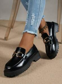 女式透氣軟皮平底鞋女士休閒可愛英倫風格樂福鞋