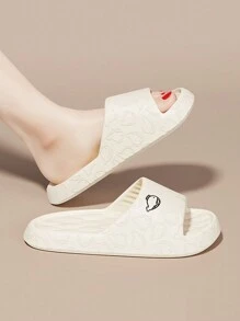 卡通鯨魚圖案女性厚鞋底防滑乙烯-乙酸乙烯共聚物拖鞋適用於家庭和浴室,白色