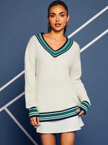 VARSITIE Sports Tennis Basic Thigh Highs&Outdoors With KNIT - White - View 4