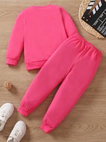 Young Girl Heart Print Sweatshirt & Sweatpants