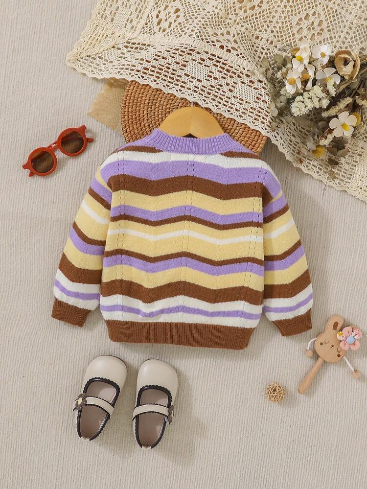 Baby Girl Colorblock Drop Shoulder Sweater