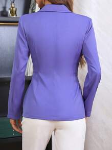 SHEIN Clasi Blazer liso con un solo botón - Morado - Ver 2