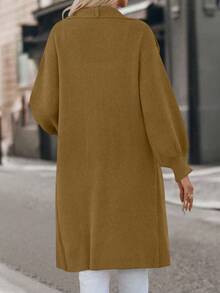 SHEIN LUNE 瀑布领落肩开衫 - 薑色 - 查看 2