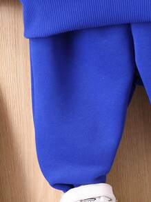 男嬰字母貼布連帽衫和運動褲 - 寶藍色 - 查看 6