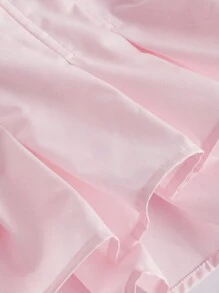 Aveloria Rosie Solid Tie Shoulder Peplum Bustier Cami Top  - Pink - View 4