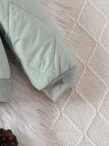 Young Boy Slogan Patched Detail Quilted Bomber Jacket - Green - View 5