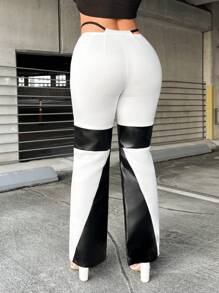 SHEIN SXY 雙色下擺開叉長褲 - 黑與白 - 查看 2